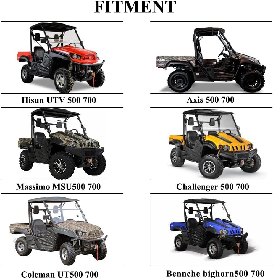 Chikia Hisun Axis 500 Soft Side Doors and Rear Windshield Replacement For Hisun 500 700 Massimo MSU500 MSU700 Coleman UT500 UT700