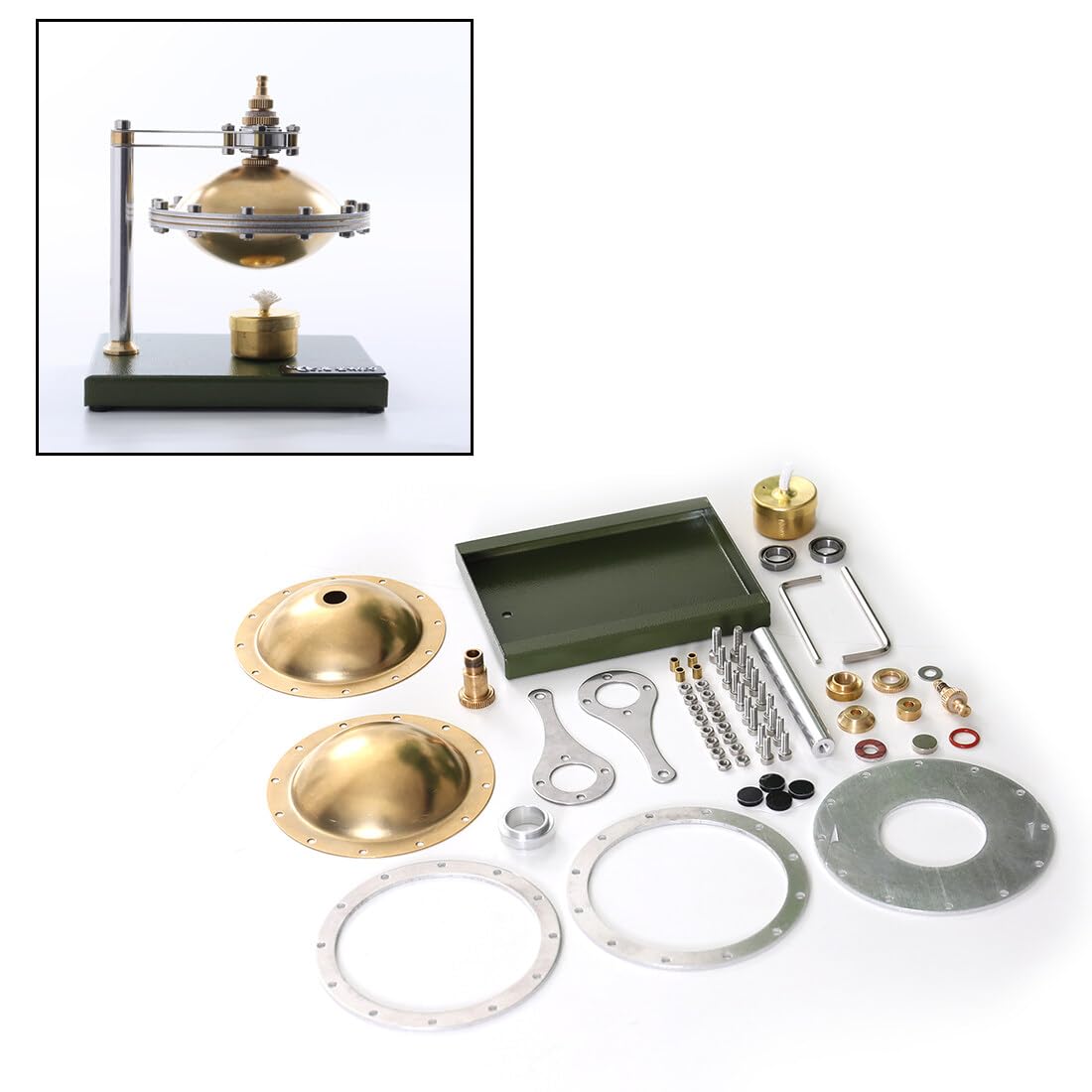 Retrol Steam Engine Model Kit, DIY Full Metal Self-Assemble UFO Spin Suspension Steam Engine with Copper Boiler & Alcohol Lamp for STEM Education, Home Decor & Gift Collection