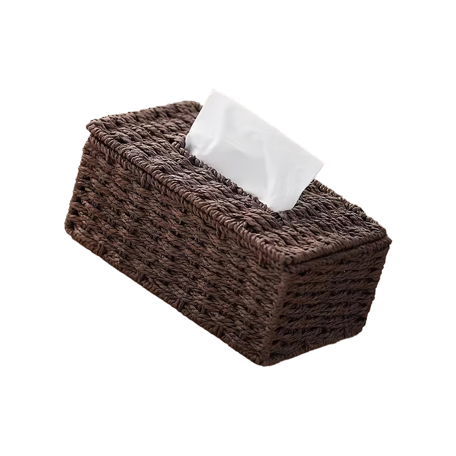 Uqezagpa Handcraft Paper Rope Napkin Dispenser Decorative Table Organizers with Easy Wipe Surfaces for Household Home Decoration Tissue Container