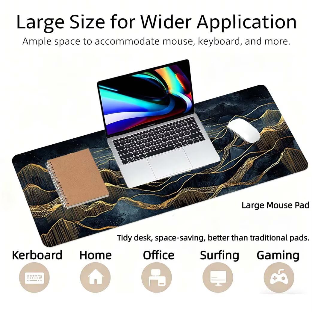 Lpfieonn Rosa Großes Schreibtischunterlage, XXL Schreibtischunterlagen, Blau XXL Wasserdicht Gaming Mousepad mit Vernähter Rand und Rutschfeste Gummibasis, für Laptop/Hause/Büro 120x60cm PF-1901