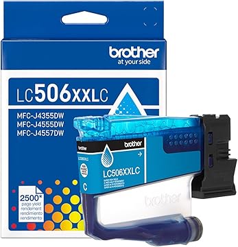 Brother Genuine LC506XXLC Super High Yield Cyan Ink Cartridge (for use with 4355, 4555, and 4557 Printers) Brother Genuine LC506XXLC Super High Yield Cyan Ink Cartridge (for use with 4355, 4555, and 4557 Printers)