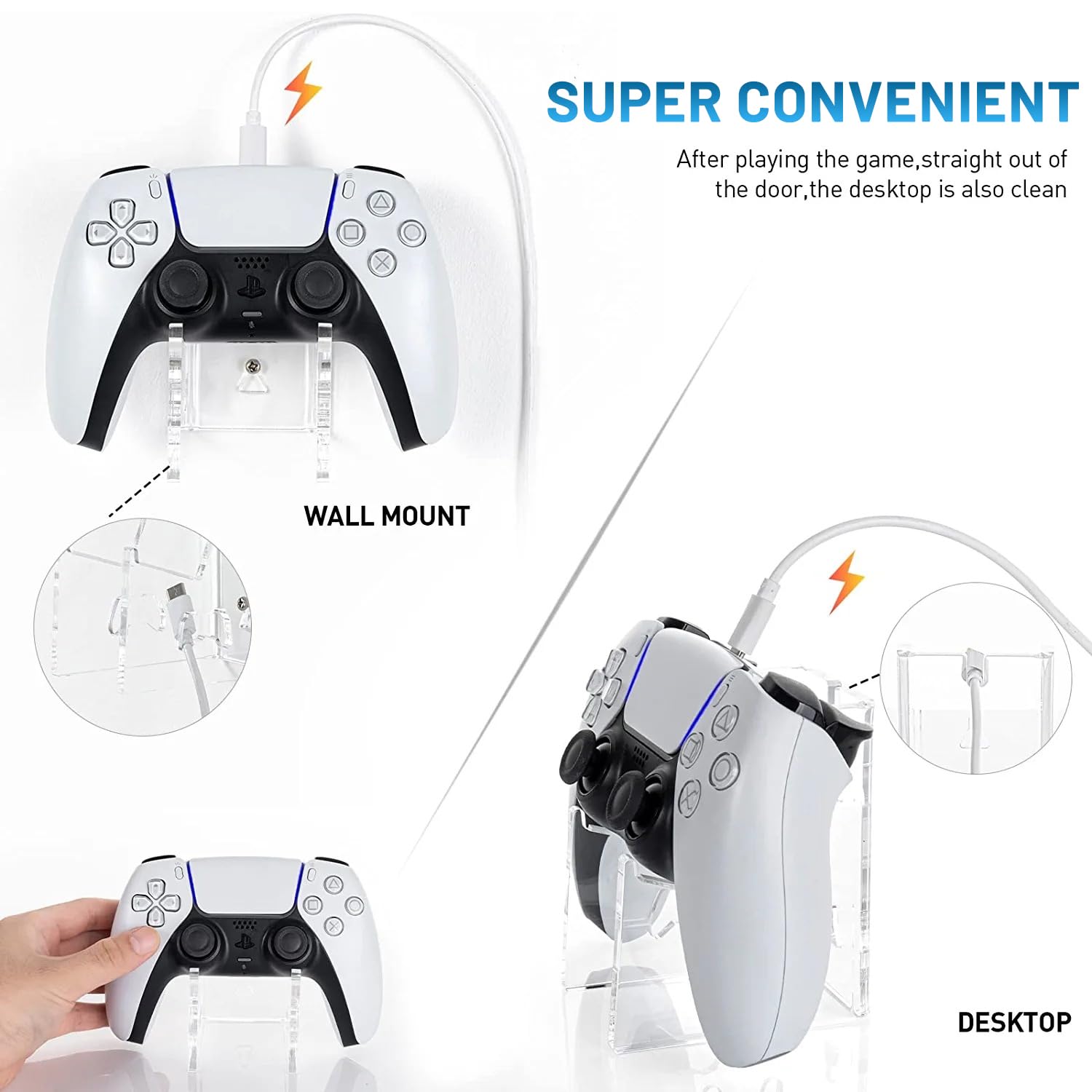 Supporto Cuffie Gaming LUVZOOR RGB - Con USB, AUX, Type-C, LED Regolabile, Per Scrivania - Foto 11