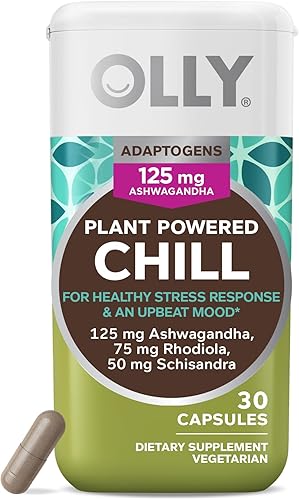 OLLY Adaptógeno Chill, Ashwagandha, suplemento de apoyo al estado de ánimo con raíz de rodiola, cápsulas vegetarianas - 30 unidades