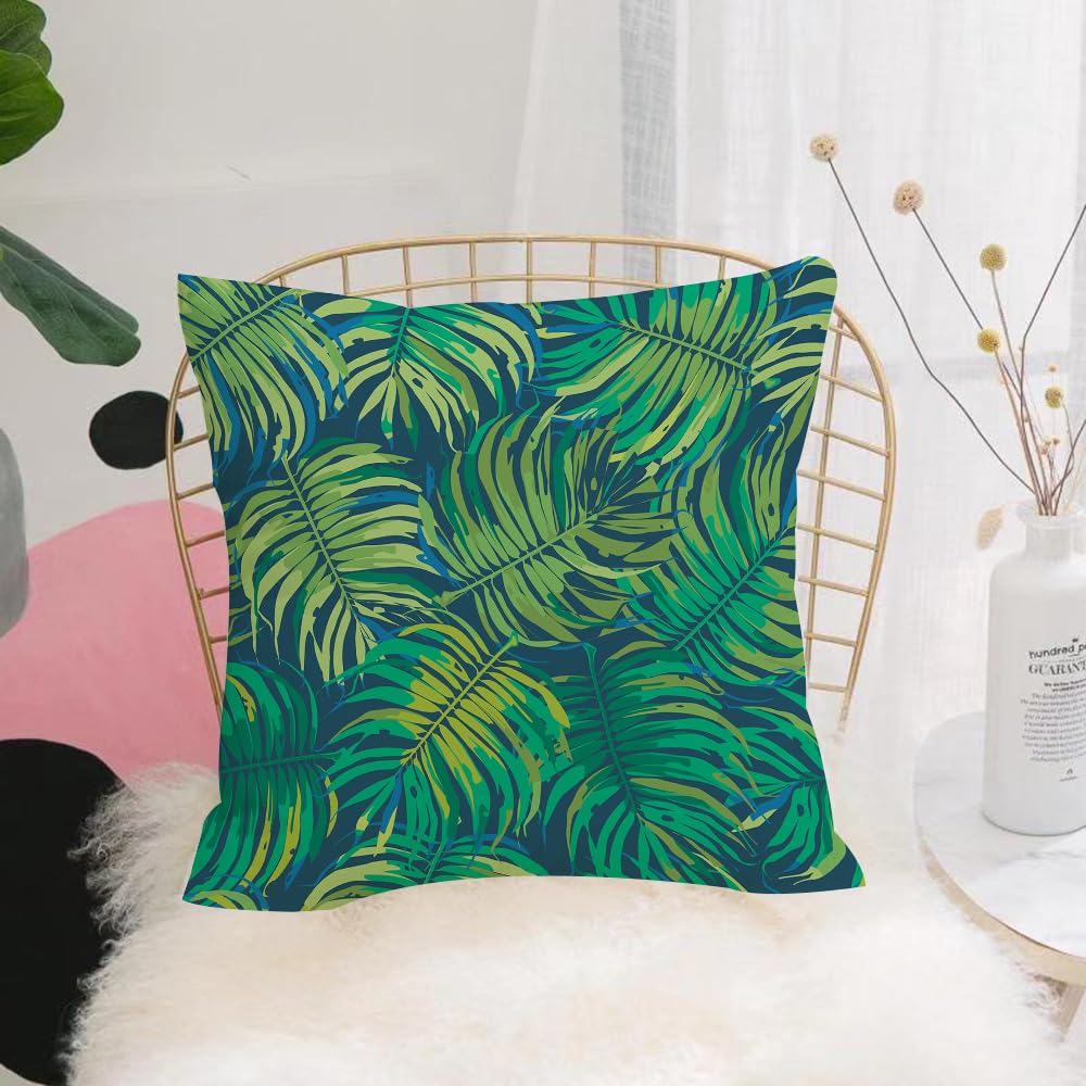 HYOSXW Cushion Cover,Throw Pillow Case Home Decorative for Living Room Bedroom Sofa Chair 16X16 Inch,Palm leaves, watercolor style yellow and green tropical plants,Pillowcase 40X40cm