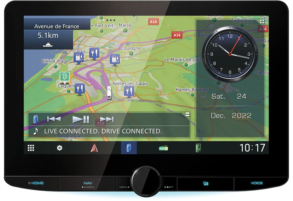 Sistema de navegación/Receptor Multimedia AV Digital con Wi-Fi Intergrado, Pantalla HD de 10,1 Pulgadas, Conexiones inalámbricas para Smartphones y Radio Digital Dab+ - KENWOOD DNR992RVS