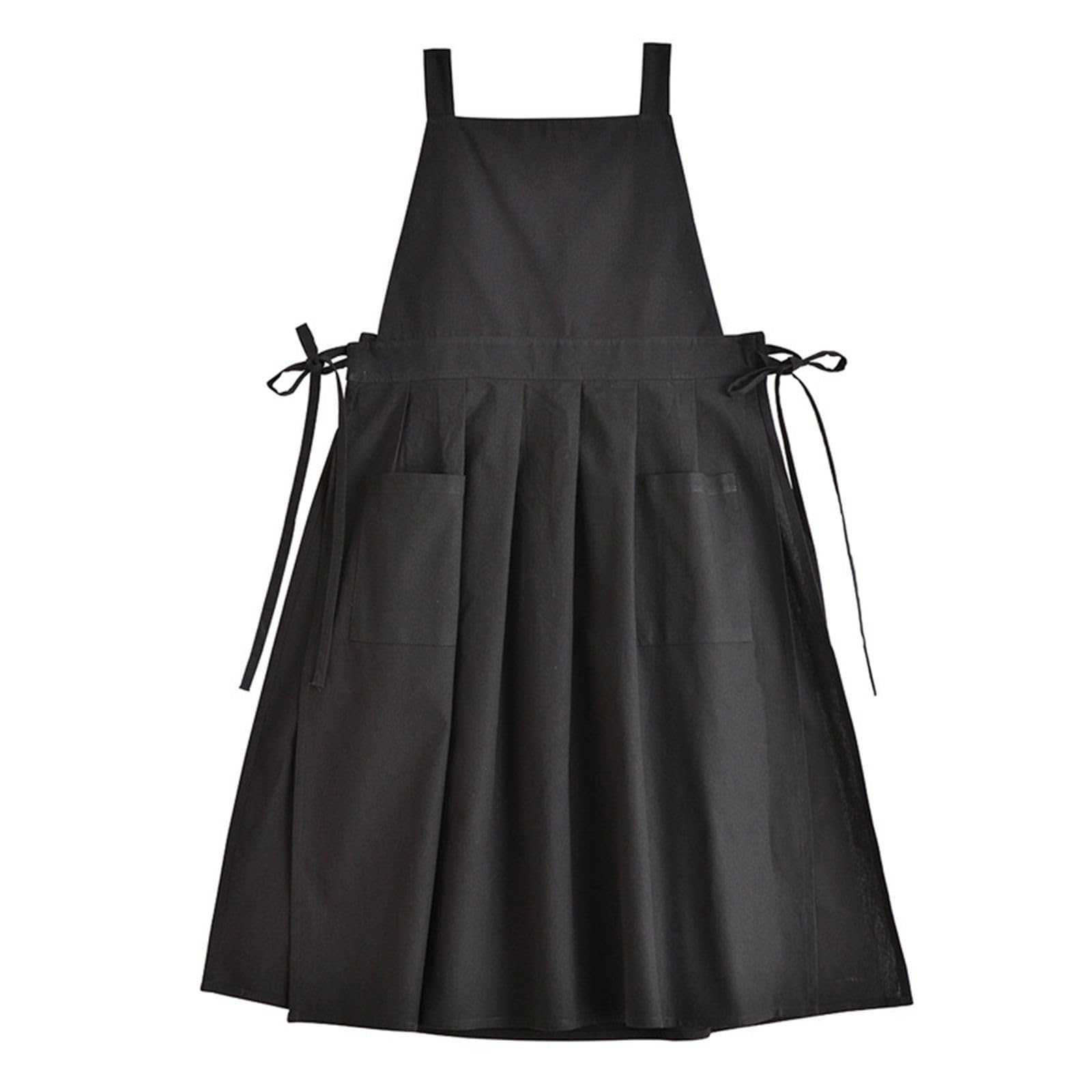 HGENAHGTF Linen Kitchen Cooking Apron for Women Girls Vintage Pinafore Apron Dress with Pockets Mother Gifts Kitchen Cooking Aprons