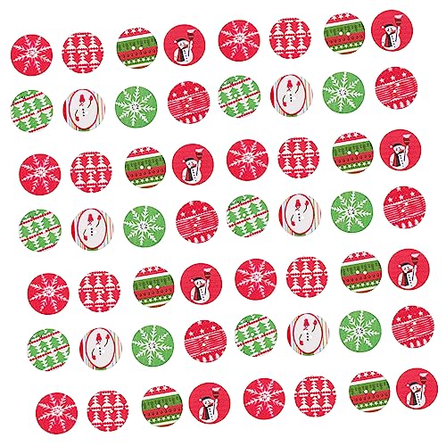 Yardenfun Wood Craft DIY Accessory 200pcs Rounded Wooden Slices Christmas Decor Buttons Set