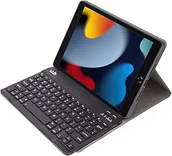 WB Capa com teclado para iPad 7/8 e 9ª gen 10.2" Polegadas Couro Preto com duração de até 35 horas de bateria