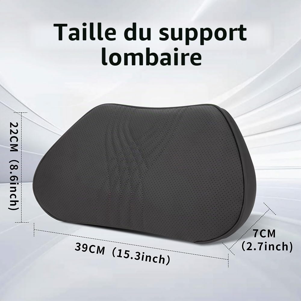Coussin de Soutien Lombaire Ergonomique, Oreiller de Soutien du Dos Dossier Support Dorsal en Mousse à Mémoire pour Siège de Voiture Chaise de Bureau, Noir, 1 Pièce