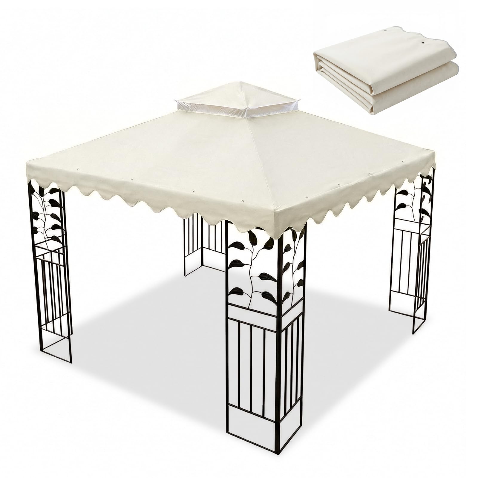 Tetto di ricambio per gazebo, 3 x 3 metri, impermeabile, 300 g/m² rinforzato, tetto di riserva, doppio strato con protezione UV e ventilazione, adatto per molti gazebo da barbecue e da giardino