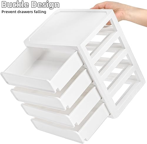 Miniatura 4 de Organizador de escritorio con 4 cajones, unidad de almacenamiento de plástico para escritorio, contenedor pequeño para encimera, maquillaje,