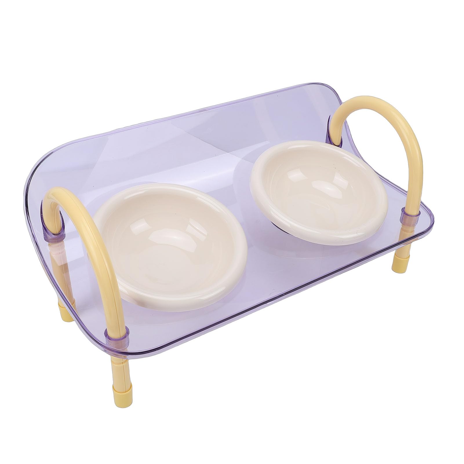 SIXRUN Cuencos para Perros Comedero Elevado para Mascotas Soporte de Cuenco Doble de Plástico 42,5x23 Cm Cuencos Elevados para Perros con Diseño Dual de Comida y Agua para Gatos y Alimentación en