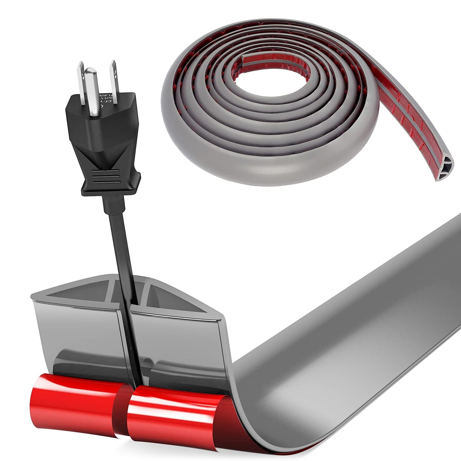 Goulotte Passe-câble Autocollante En Silicone | 2 Mètres Blanc | Cache-fil Mural Flexible | Pour Câbles TV, Bureau, Plinthes | Découpable à La Longueur