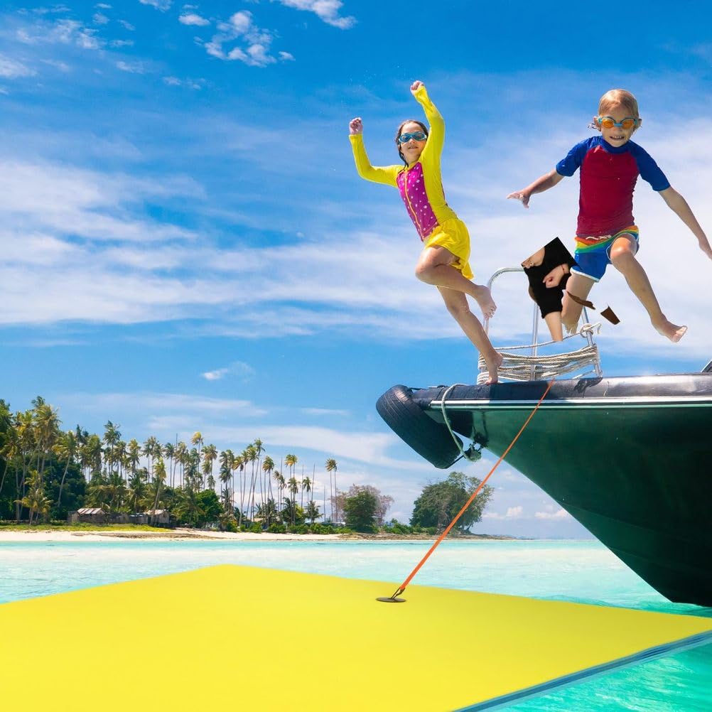 Tappetino Galleggiante Acquatico,Materassino Galleggiante Resistente agli Strappi,per Mare Lago Piscina,Nessuna necessità di Gonfiaggio, Design Pieghevole,Giallo,5.5m x 1.8m x 3.3cm