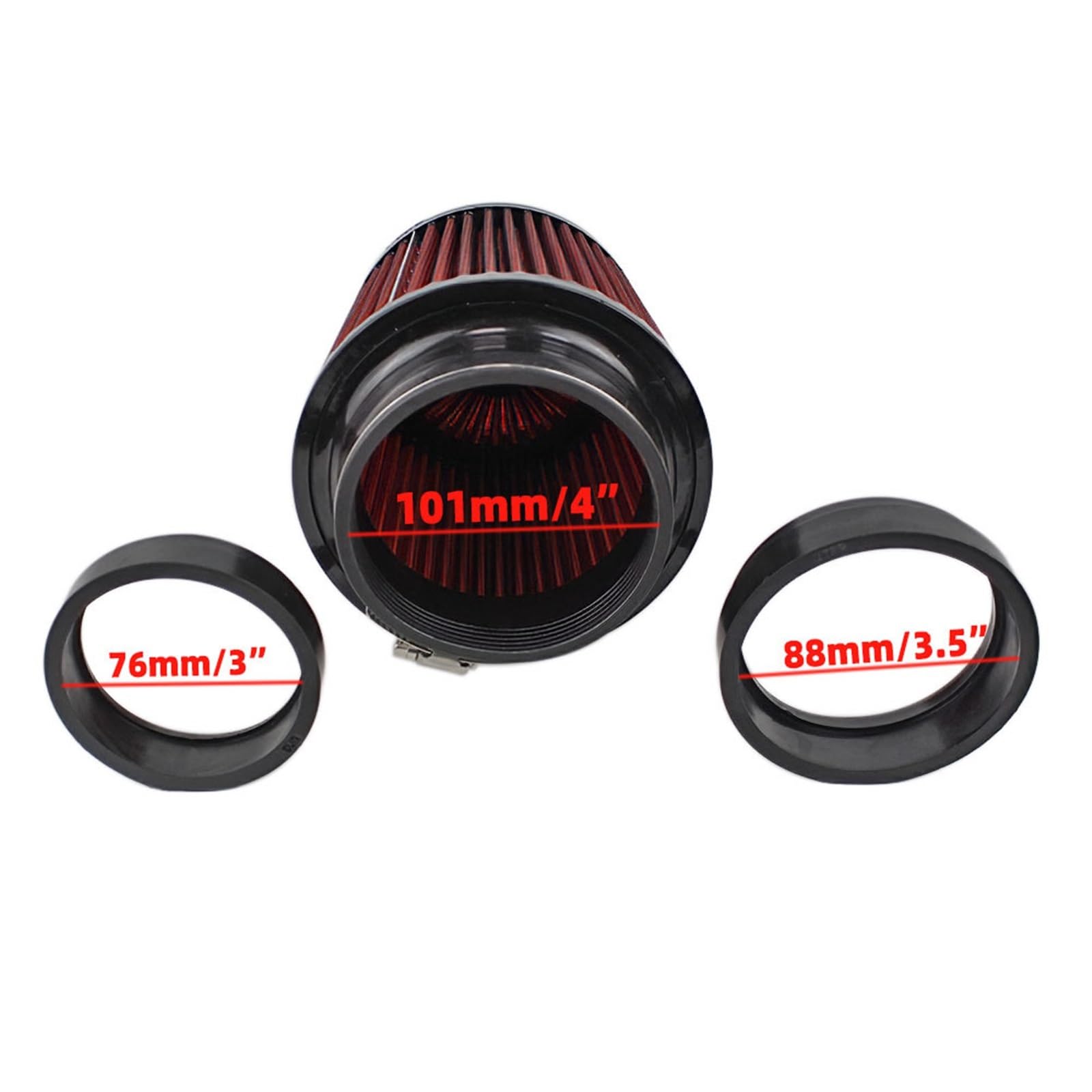 76 mm 7.6 cm 89mm 8.9 cm 102mm 10.2 cm filtr powietrza wlot stożkowy do uniwersalnego sportowego filtra powietrza o wysokim przepływie z dwoma adapterami