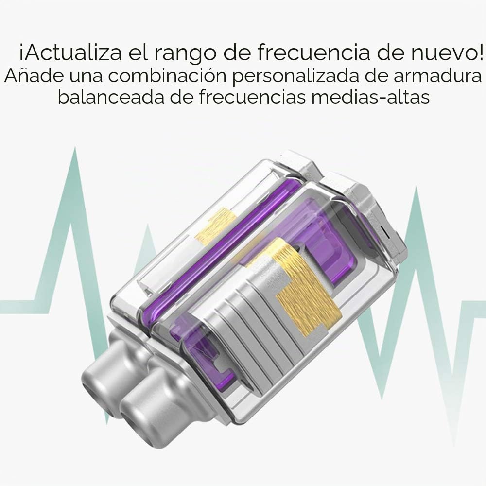 KZ ZSX 5BA + 1DD 6 Driver Híbrido en la Oreja los Auriculares de Alta fidelidad con Placa Frontal de aleación de Zinc, Cable Desmontable de 0,75 mm y 2 Pines