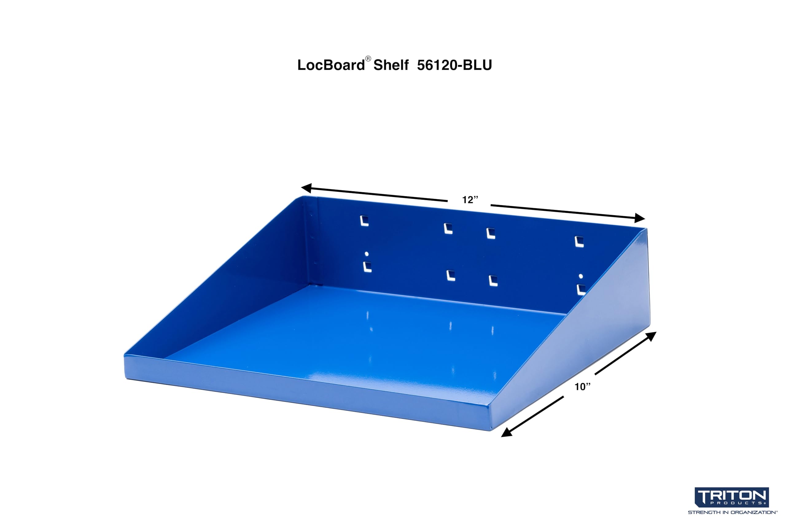 Triton Products 12 in. W x 10 in. D Blue Epoxy Coated LocBoard Steel Shelf with 6 Holes for Garment Hangers