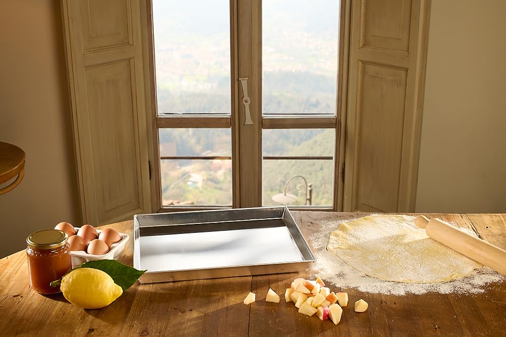 PARDINI - Set 2 teglie in alluminio rettangolari da 30 e 35 cm, bordo 3cm, ideali per pizza o focaccia