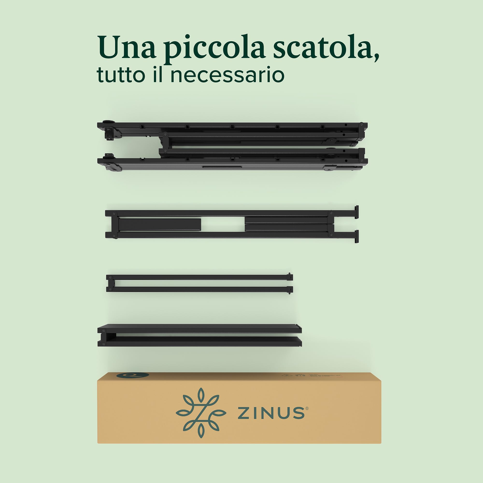 Zinus Caleb Rete Matrimoniale 160x190 cm - Struttura Letto con Doghe in Metallo Incluse - Altezza 36 cm con Spazio Sottostante - Facile da Montare - Nero
