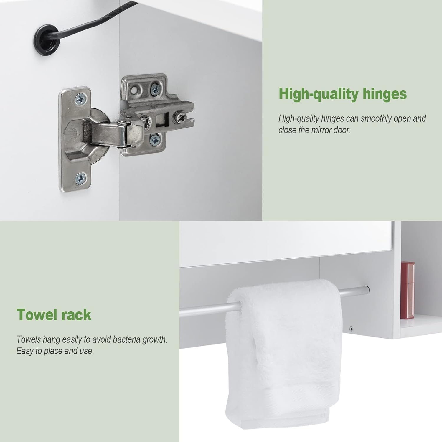CLIPOP Armadietto da bagno con specchio illuminato a LED, armadietto da parete con ripiani regolabili in altezza e rack a torre, armadietto con specchio per soggiorno, bagno e WC