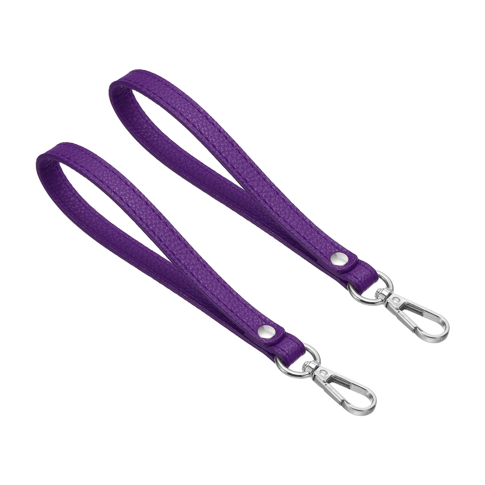 PATIKIL PU Leather Keychain, 2 Pack Key Holder Keyring Strap with Metal Silver Key Ring Lock Anti Lost Clasp for Wallet Purse Clutch, Purple