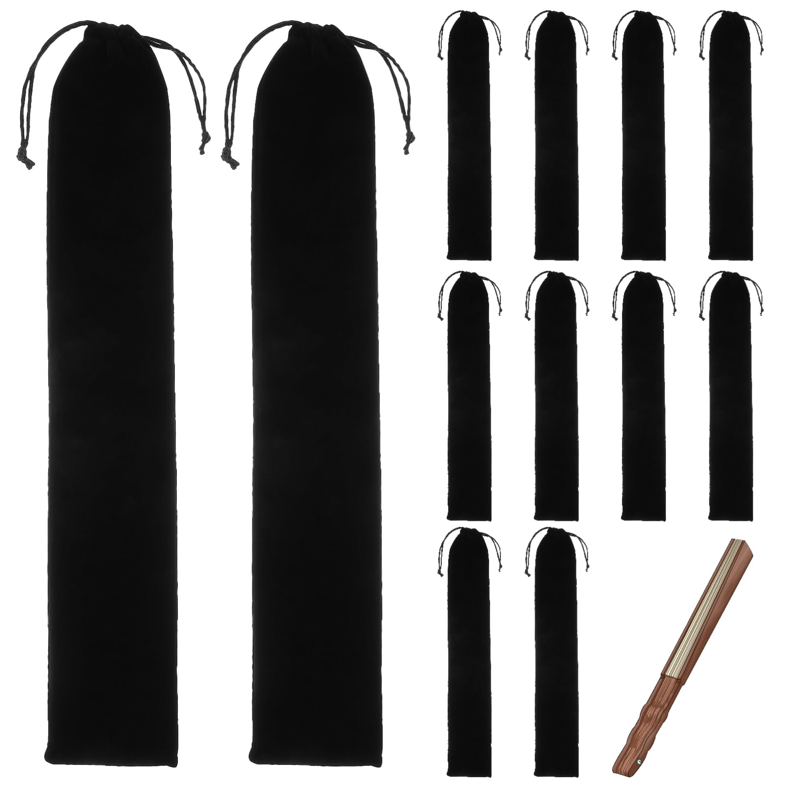 iplusmile Velvet Drawstring Folding Hand Fan Bag 12-Pack Large Protective Pouch for Handheld Foldable Fans Ideal for Dance Wedding Travel and Party Storage