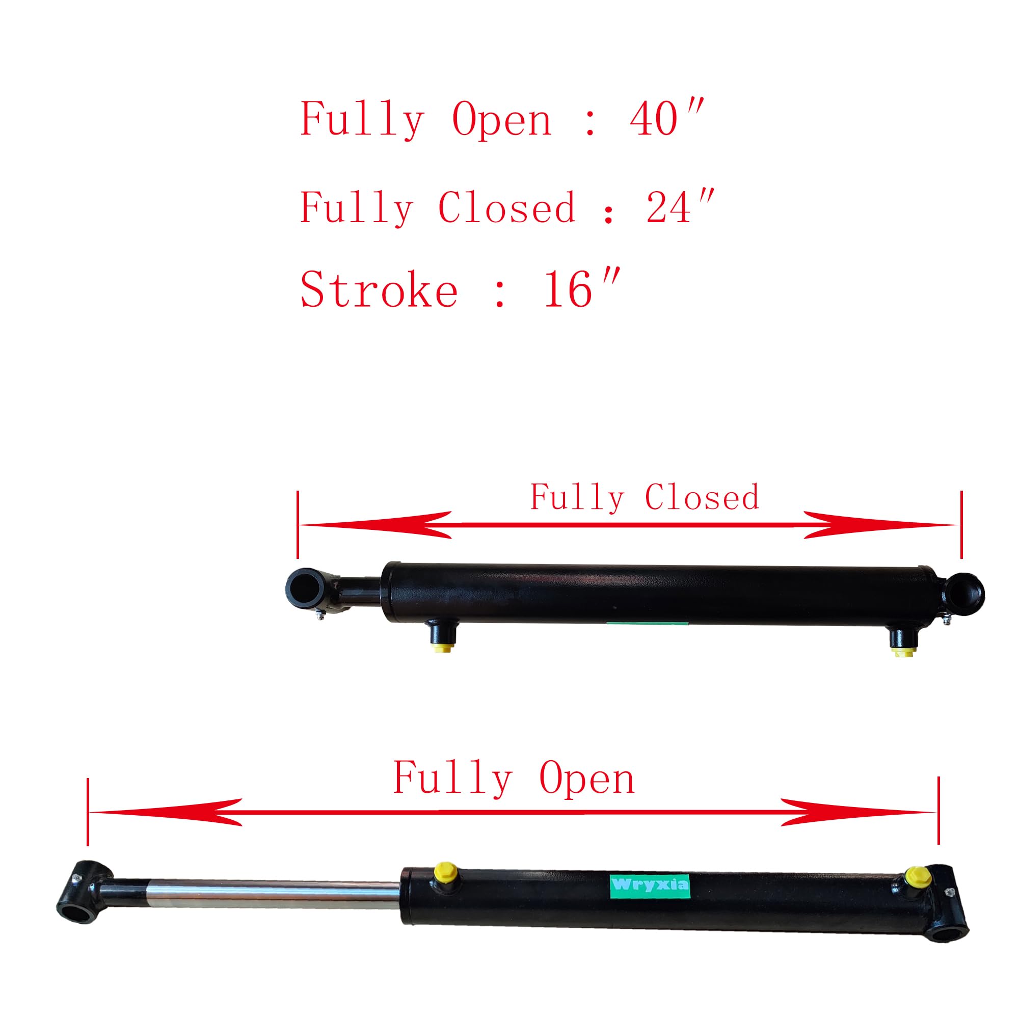 Double Acting Universal Hydraulic Cylinder, 2900-3600 PSI Hydraulic Cylinders Chrome Plated Piston Rod (Stroke 16"; Pin 1.0") — Amazon image 4