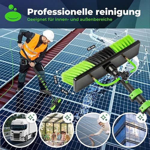 VHAYR Teleskop-Reinigungsbürste, 505 cm, professionelle Glasreinigung, Solarbürste, Teleskop-Fensterreiniger mit Gummischaber und Mikrofaser- und Chenille-Ersatzteilen