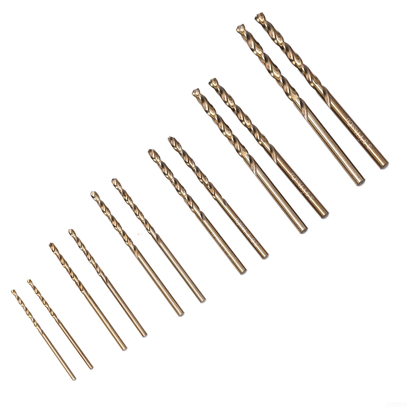 Juego de 10 brocas HSS M35 de cobalto de 1 mm, 1,5 mm, 2 mm, 2,5 mm, 3 mm, para perforación de metal de acero inoxidable, punta dividida de 135°