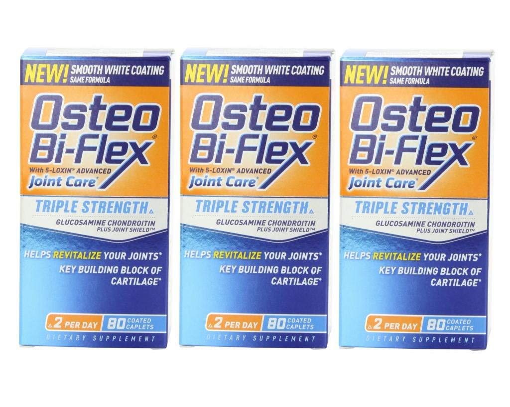 Osteo Bi-Flex Triple Strength Glucosamine Chondroitin Plus Joint Shield - 80 Caplets (Pack of 3)