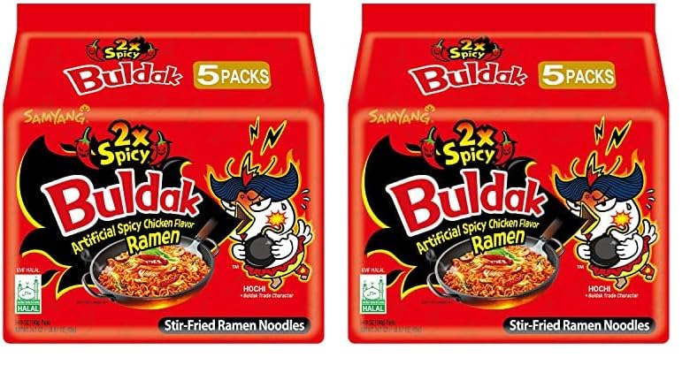 SAMYANGBuldak Hot Chicken Ramen, Korean Stir-Fried Instant Noodle, 2X Spicy, 4.94 OZ(140g), Pack of 10