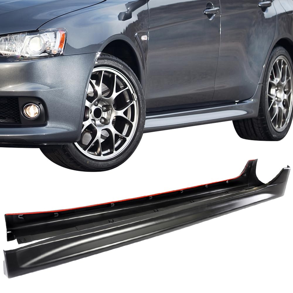 Fit 2008-2015 Mitsubishi Lancer EVO PP Polypropylene Side Skirts EVO Style | IKON MOTORSPORTS Side Skirts Extension Aerodynamic performance Pair 2PC Unpainted Black 2009 2010 2011 2012 2013 2 product thumbnail 3
