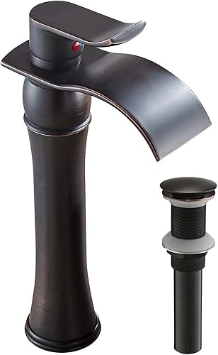 Grifo de tocador de bronce frotado con aceite de una sola manija con flujo de cascada para grifo mezclador de fregadero