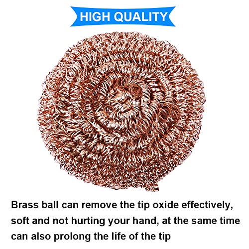 Image of Soldering Tip Cleaner Kit Soldering Iron Tip Cleaner for Solder Tip Cleaning with Brass Ball Wire, Desoldering Wick, Spare Nozzle, Heat Resistance Hose, 2PCS Sponge