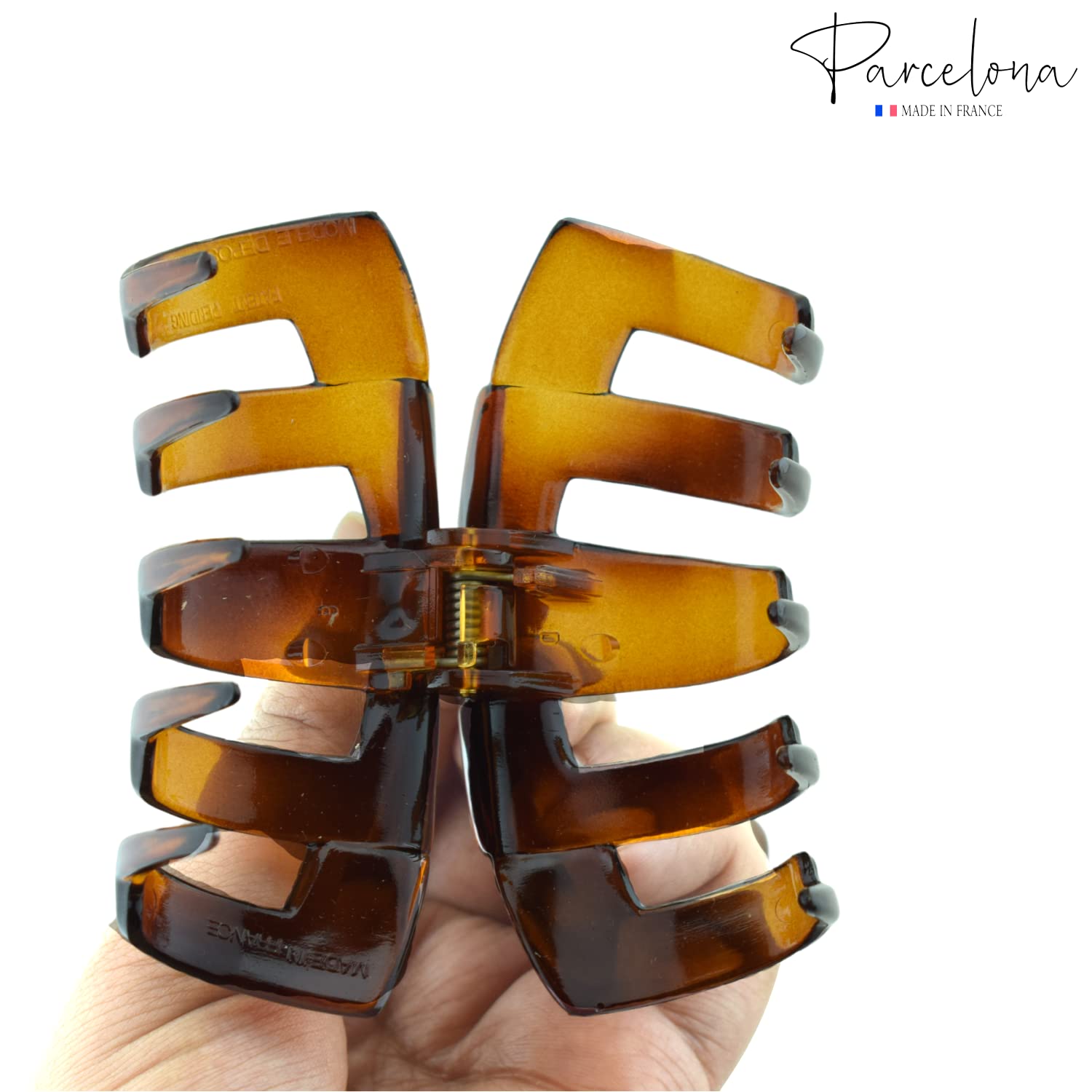 Parcelona French Tubular Large Tortoise Shell Covered Spring Jaw Hair Claw Clip Clamp Clutcher - Image 2