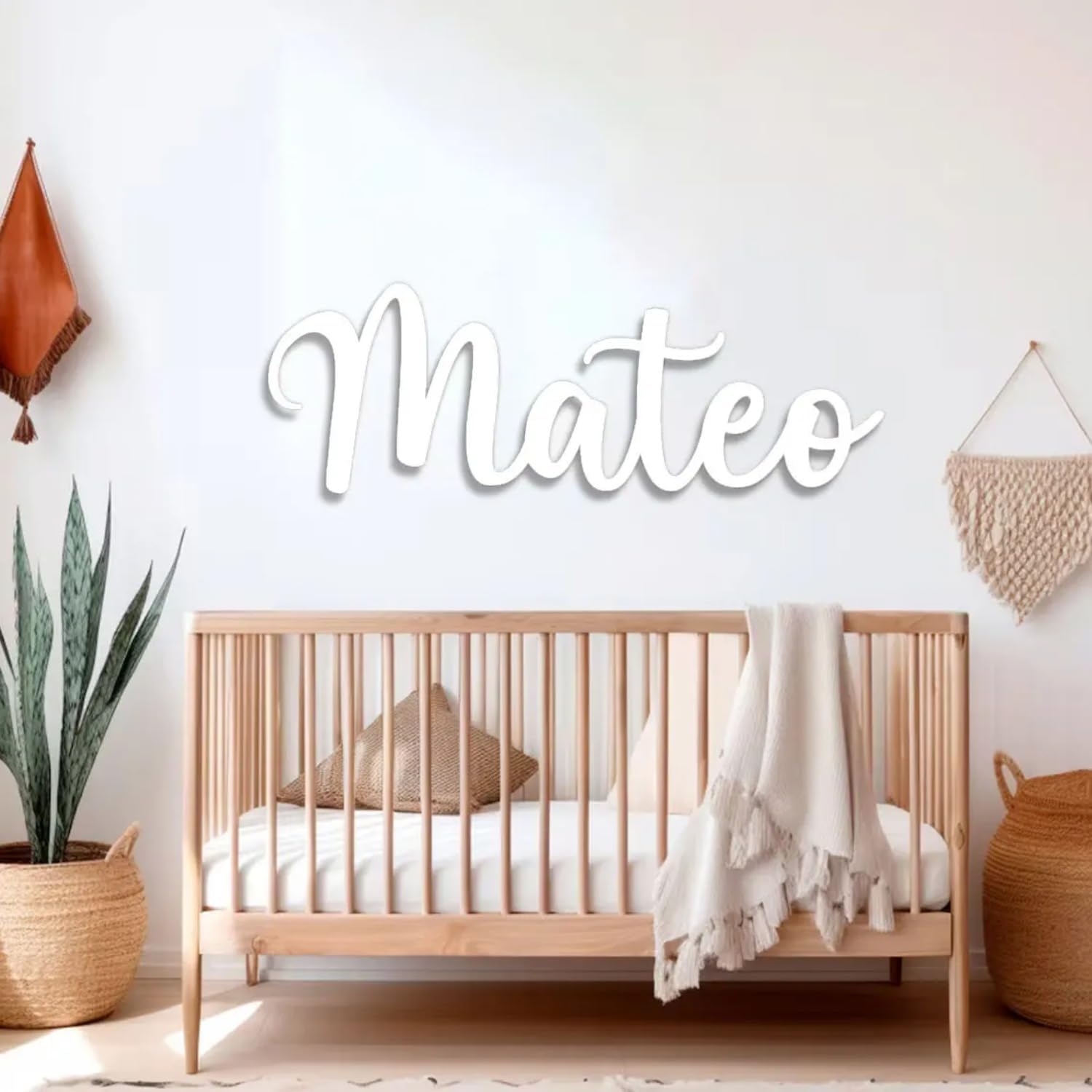 Personalized Large Baby Name Sign Wooden Letter Sign Customized Wedding Birthday Baby Room Nursery Wall Decor Sign (45cm)