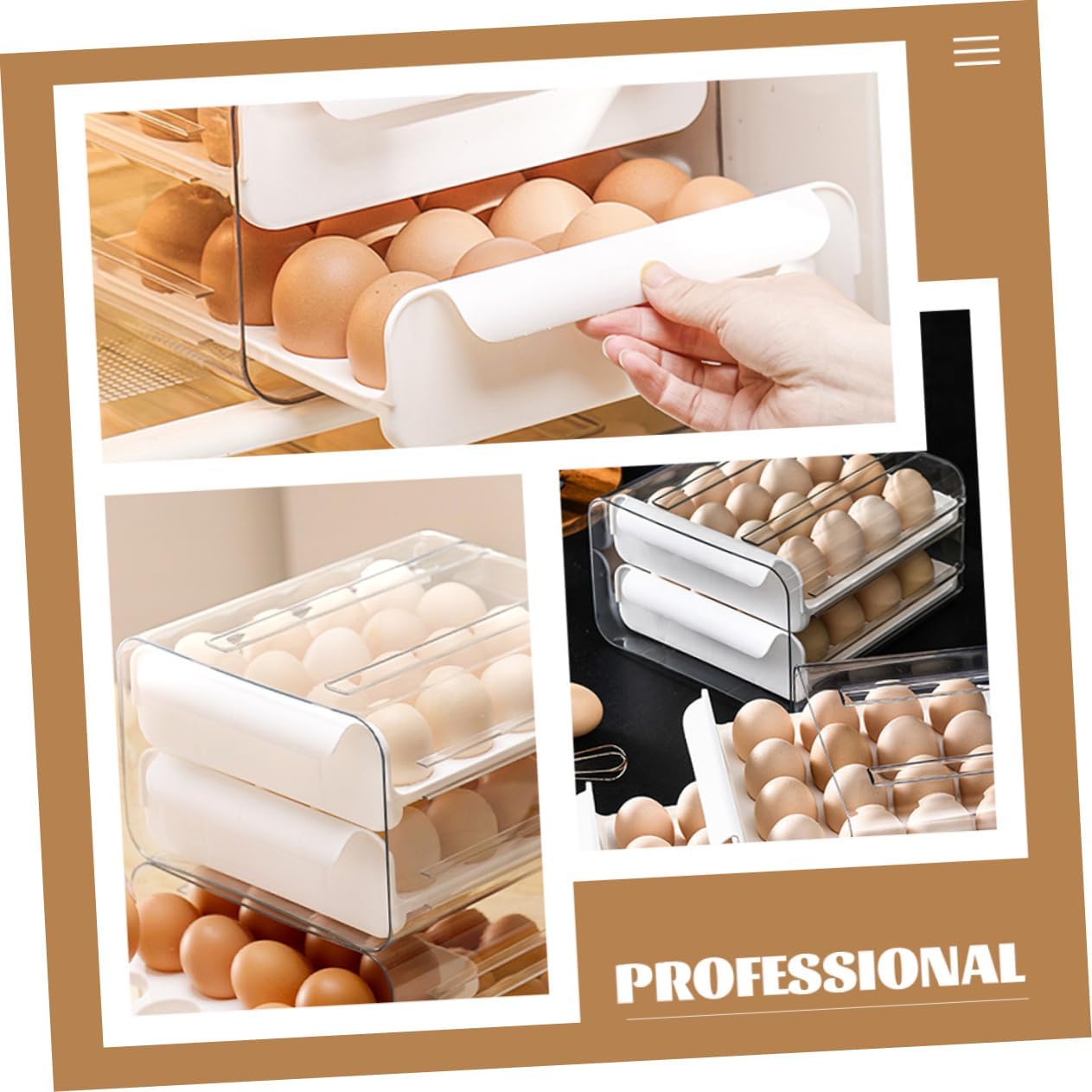 Alipis Egg Crates Storage Bin Refrigerator Egg Organizer Bin 32 Slots Double Layer