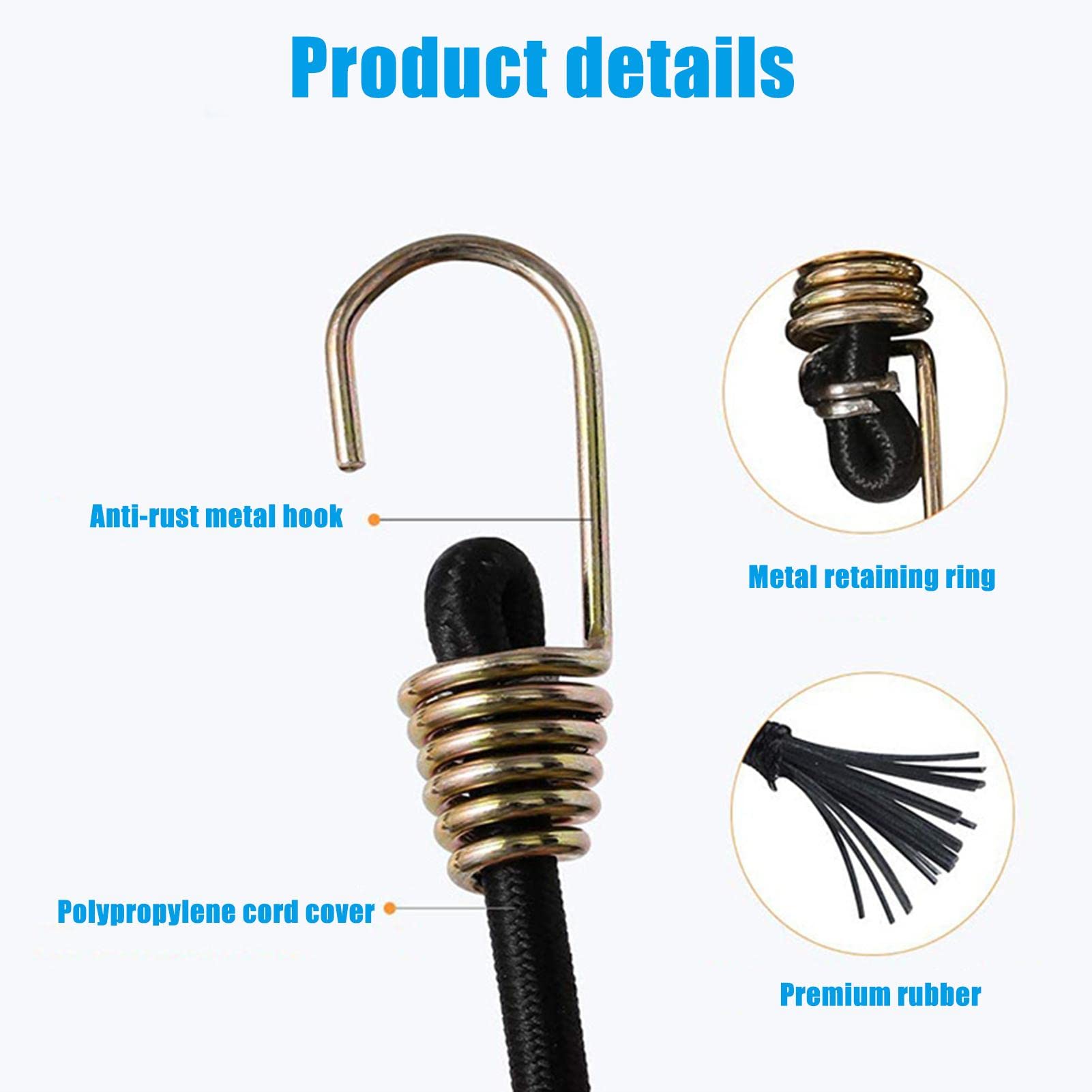 20er-Set Bungee-Seile Mit Haken – Strapazierfähige Mini-Spanngurte Für Camping, Zelte & Outdoor