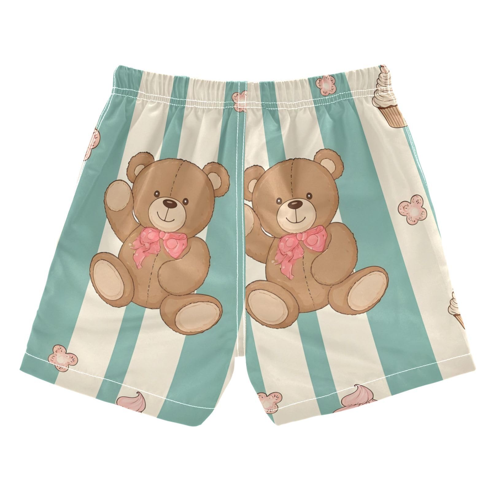 FLildon Bears and Cakes Little Boys Swim Trunks with Mesh Lining Quick Dry Beach Board Shorts, 3T