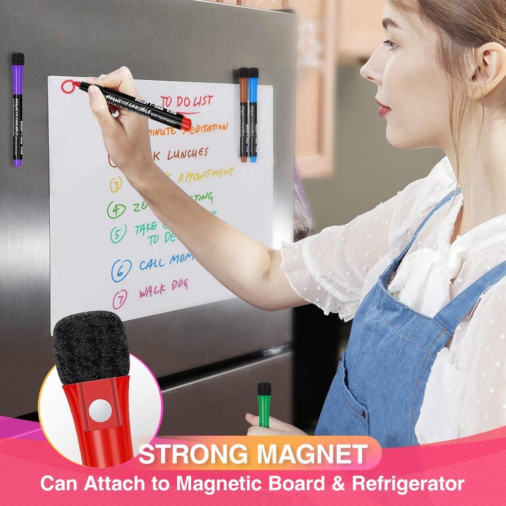 HASTHIP® White Board Marker, 12 Colors Magnetic Whiteboard Markers with Eraser Cap, Low Odor Magnetic Dry Erase Markers Fine Point Tip for Kids & Teachers, Home, Office and School Supplies - Image 6 thumbnail