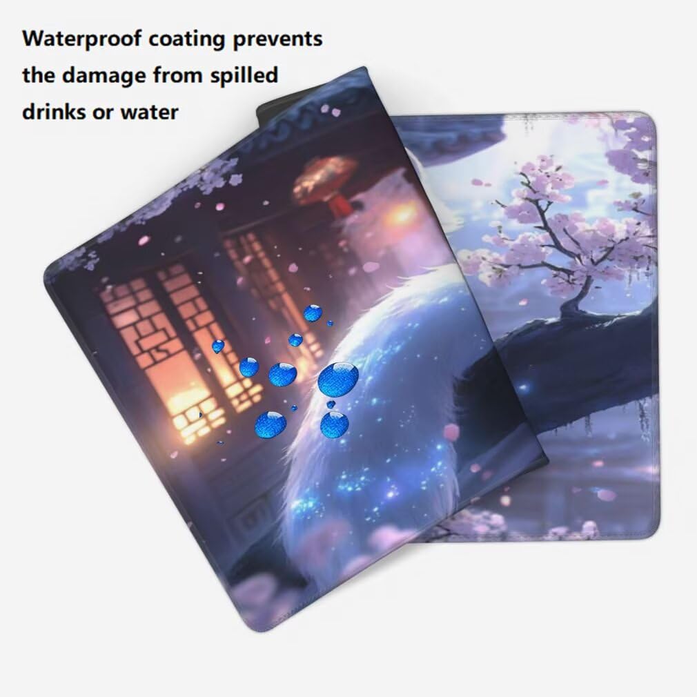 Alfombrilla Raton XXL 1000 x 500 x 3 mm, Mouse Pad Grande Gaming, Alfombrilla de Raton Zorro Blanco Mousepad Lavable Desk Mat para Juegos Y Oficina, Impermeable y Antideslizante (Patio) -MP1557
