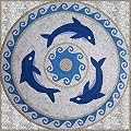 Mozaico Dolphins Medallion Mosaic Marble Art | Mosaic Designs | Mosaic Artwork | Mosaic Wall Art Floor Inlay by Mozaico | Handmade Mosaics | 24" x 24" - Copy