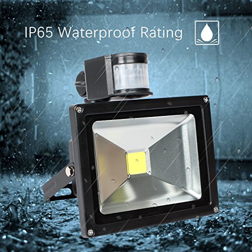 FAISHILAN Motion Sensor Flood Light 20W LED IP65 Waterproof Security Lights 6000K, 1600 Lumen, US 3-Plug Outdoor Wall Light