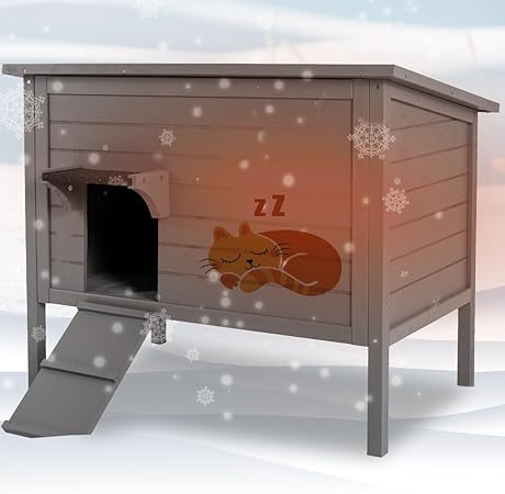 WAYTRIM Outdoor Cat House, Large Feral Outdoor Cat Shelter Insulated Weatherproof with Mat and Hidden Stair All-Round Wood for Multiple Cats 34.5″ L*21.5″ W*27.2″ H WAYTRIM Outdoor Cat House, Large Feral Outdoor Cat Shelter Insulated Weatherproof with Mat and Hidden Stair All-Round Wood for Multiple Cats 34.5″ L*21.5″ W*27.2″ H