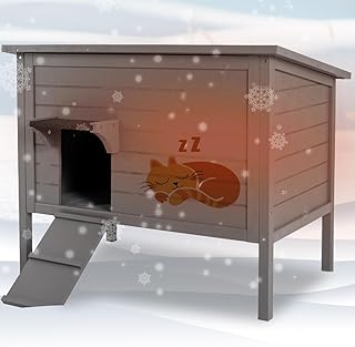 WAYTRIM Outdoor Cat House, Large Feral Outdoor Cat Shelter Insulated Weatherproof with Mat and Hidden Stair All-Round Wood for Multiple Cats 34.5
