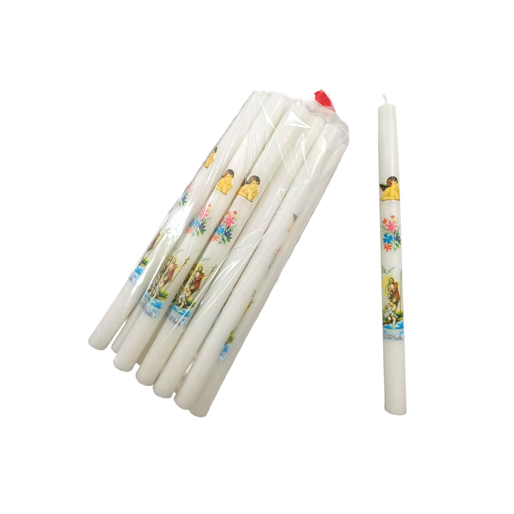 Candele Battesimo Confezione da 10 con 1 Vestina Battesimale 20X30 Antica Cereria Serventi