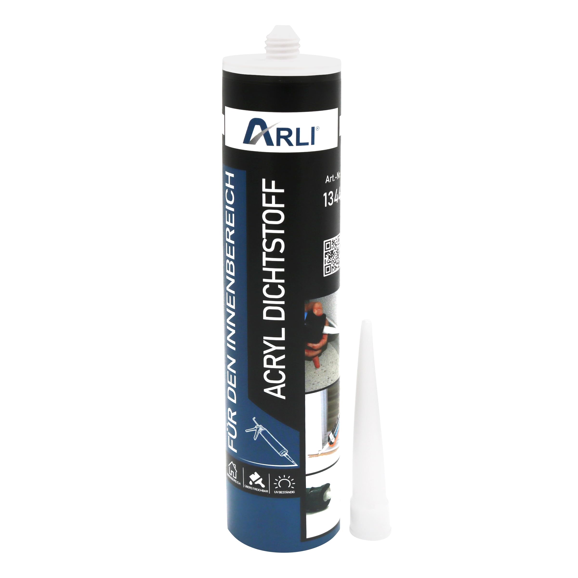 24x ARLI Acryl Maleracryl Dichtstoff 310ml weiß Universal Bauacryl Fugenmasse überstreichbar für Anschlussfugen Fugen Risse Fenster Türen Putz Beton Holz Wand Dichtmasse innen außen (24 Kartuschen)