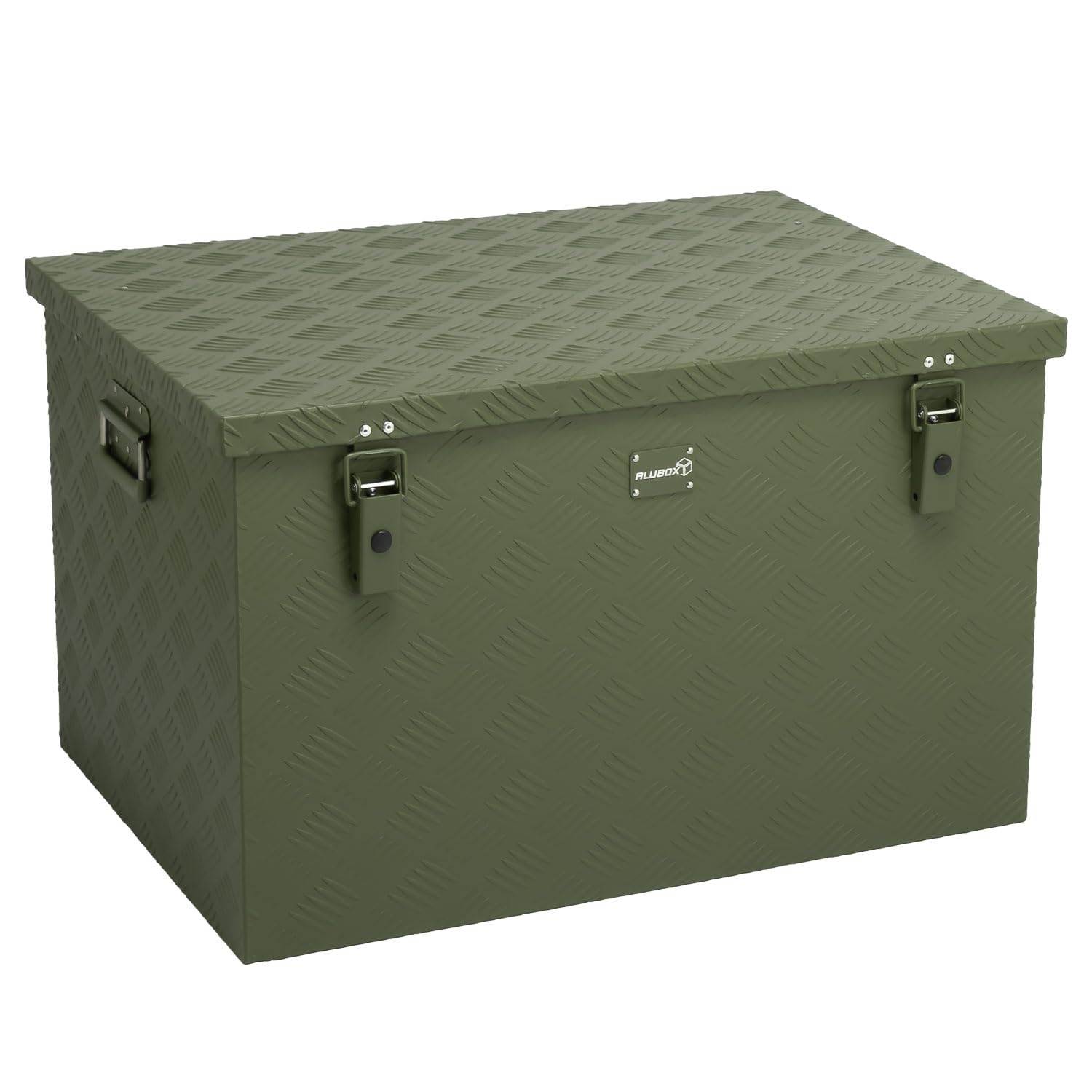 alubox Werkzeugkiste Riffelblech olive ABX-RL190G Aluminium 1,5mm Werkzeugkiste leicht und robust 190 Liter - oliv grün lackiert