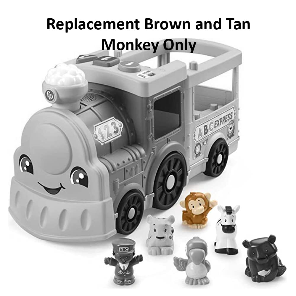 Część zamienna do Fisher-Price Little People Big ABC Animal Train - HCL79 ~ Brązowy i jasnobrązowy zamiennik małpy