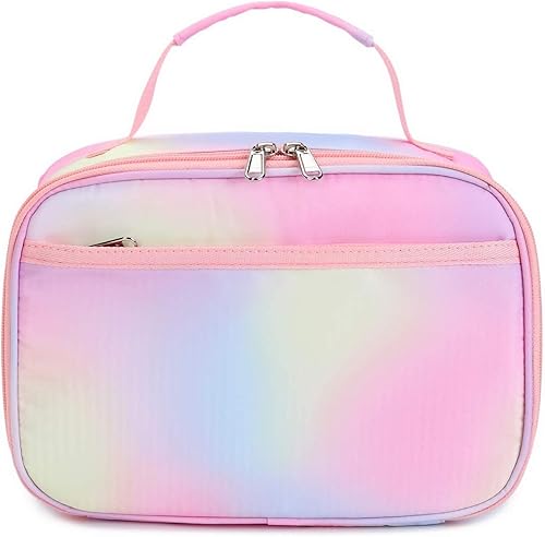 Miniatura 9 de Lonchera para niños y niñas, bolsa térmica con aislamiento, kit de bolsa de almuerzo reutilizable para viajes escolares (arcoíris Y064)